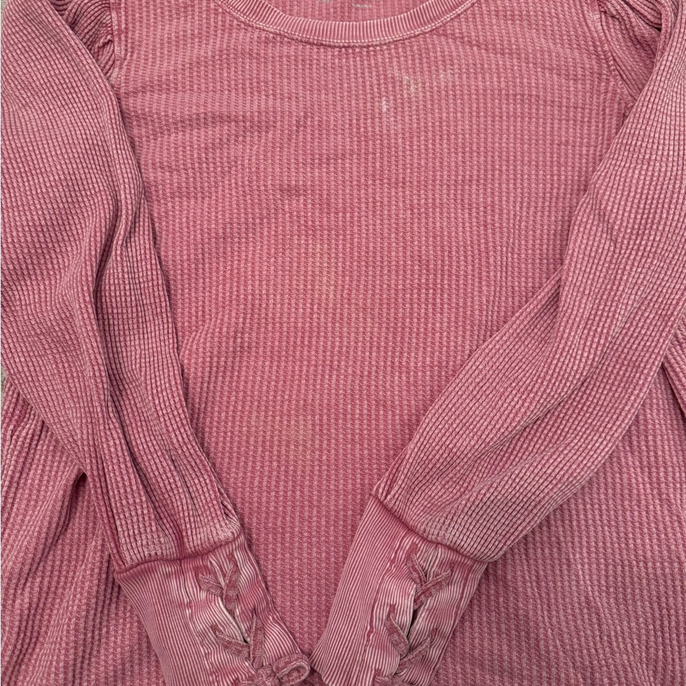 Justice Pink Ribbed Long Sleeve Top